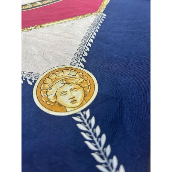 PIERRE BALMAIN Red & Blue Godess & Angels Print Silk Scarf Italy SQR 35.5’’ E.C - Picture 9 of 9